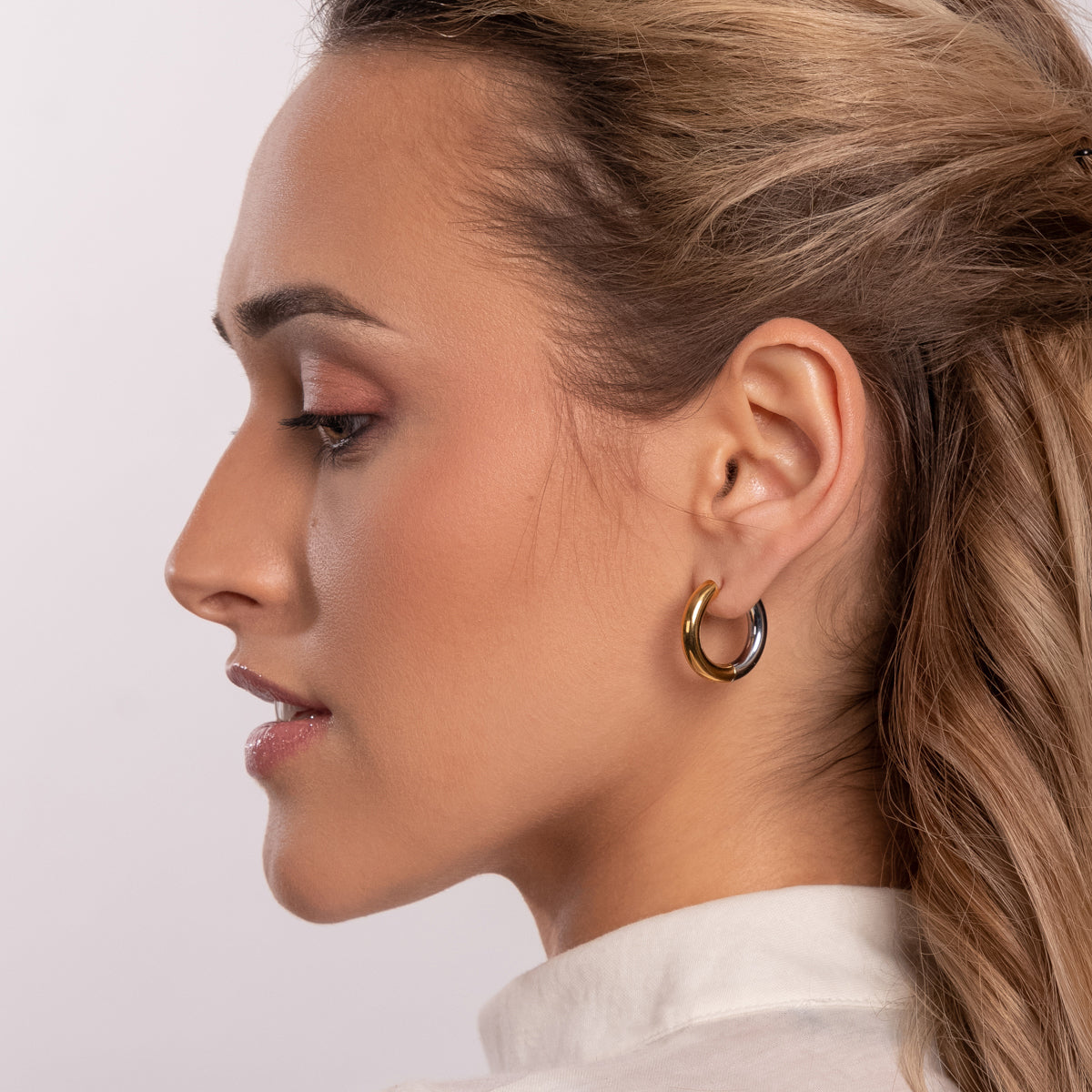 Gold And Silver Chunky Hoop Earrings - Simply Whispers