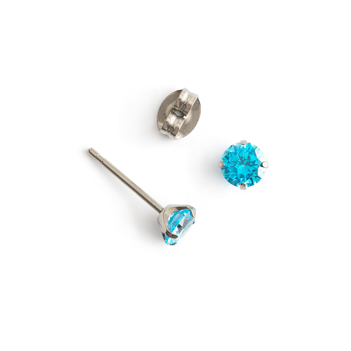 Light Blue Zirconia Titanium Stud Earrings - Simply Whispers