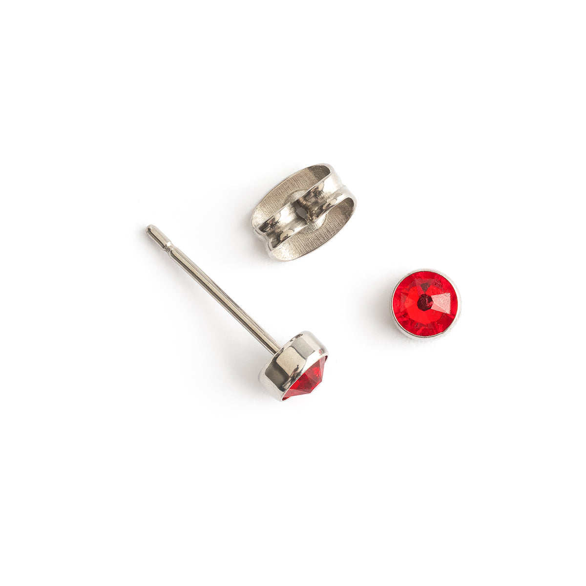 Red Bezel Titanium Stud Earrings - Simply Whispers