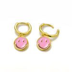 Pink smile charm huggie earrings - Simply Whispers