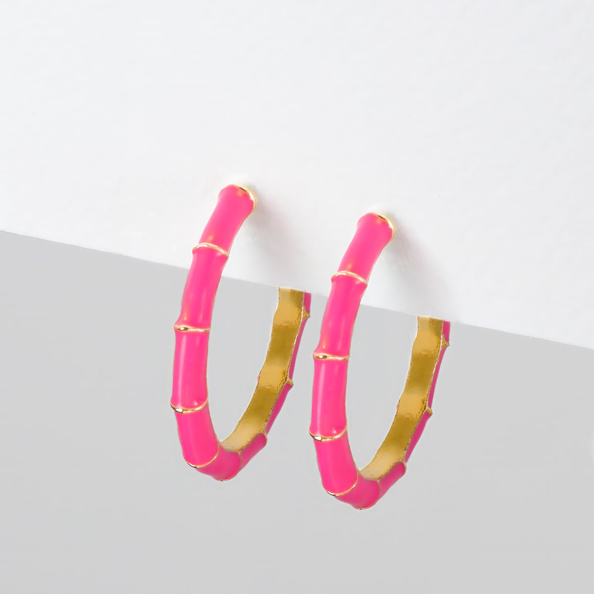 Fuchsia bamboo hoop earrings - Simply Whispers