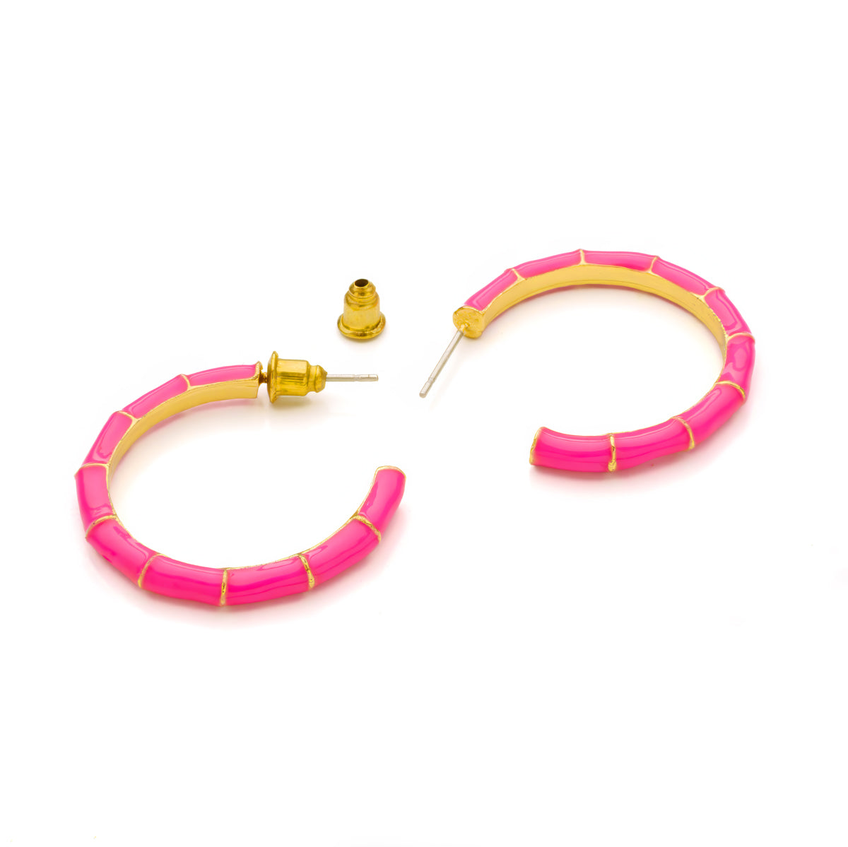 Fuchsia bamboo hoop earrings - Simply Whispers