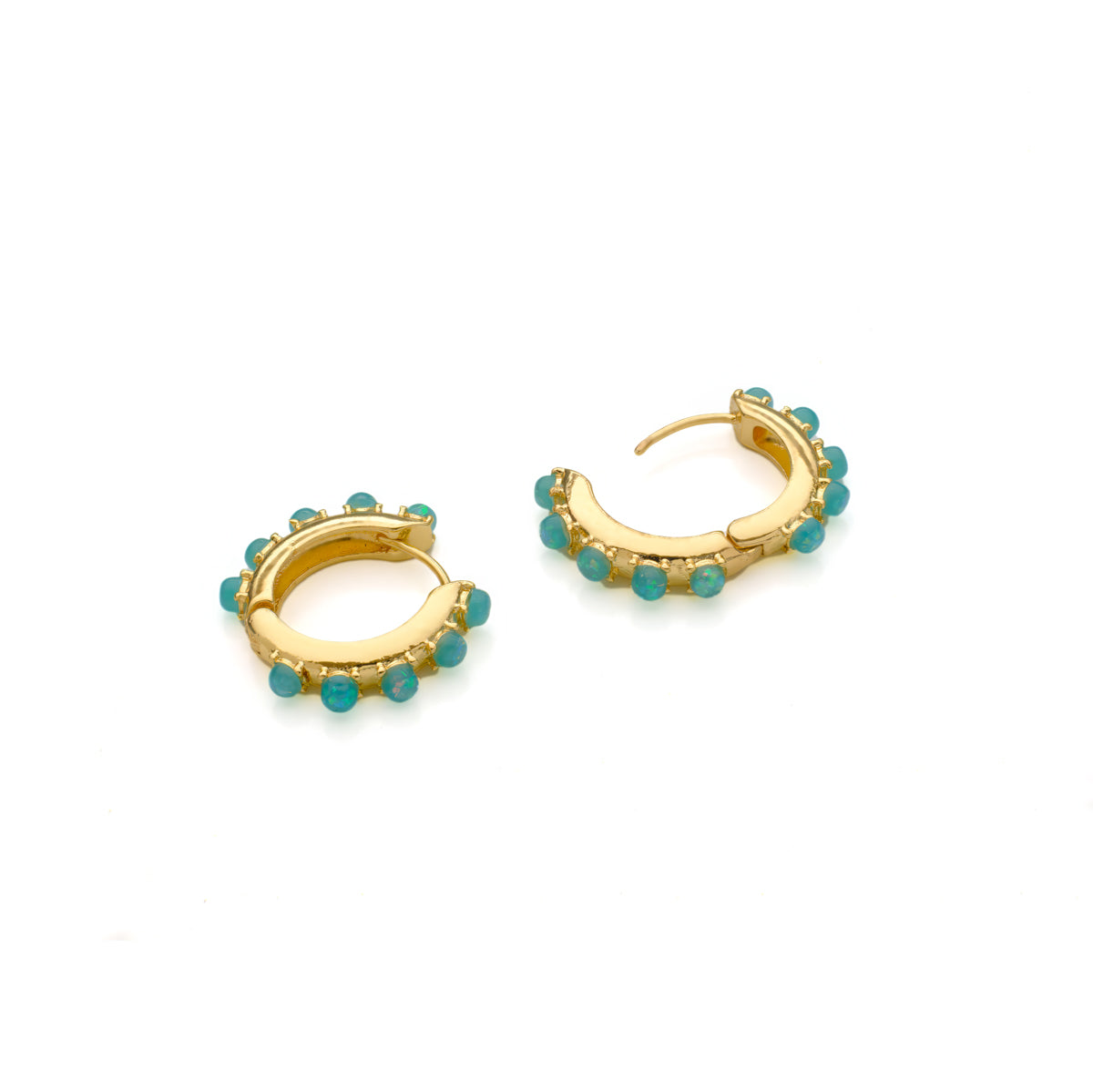 Green opal hoop earrings - Simply Whispers