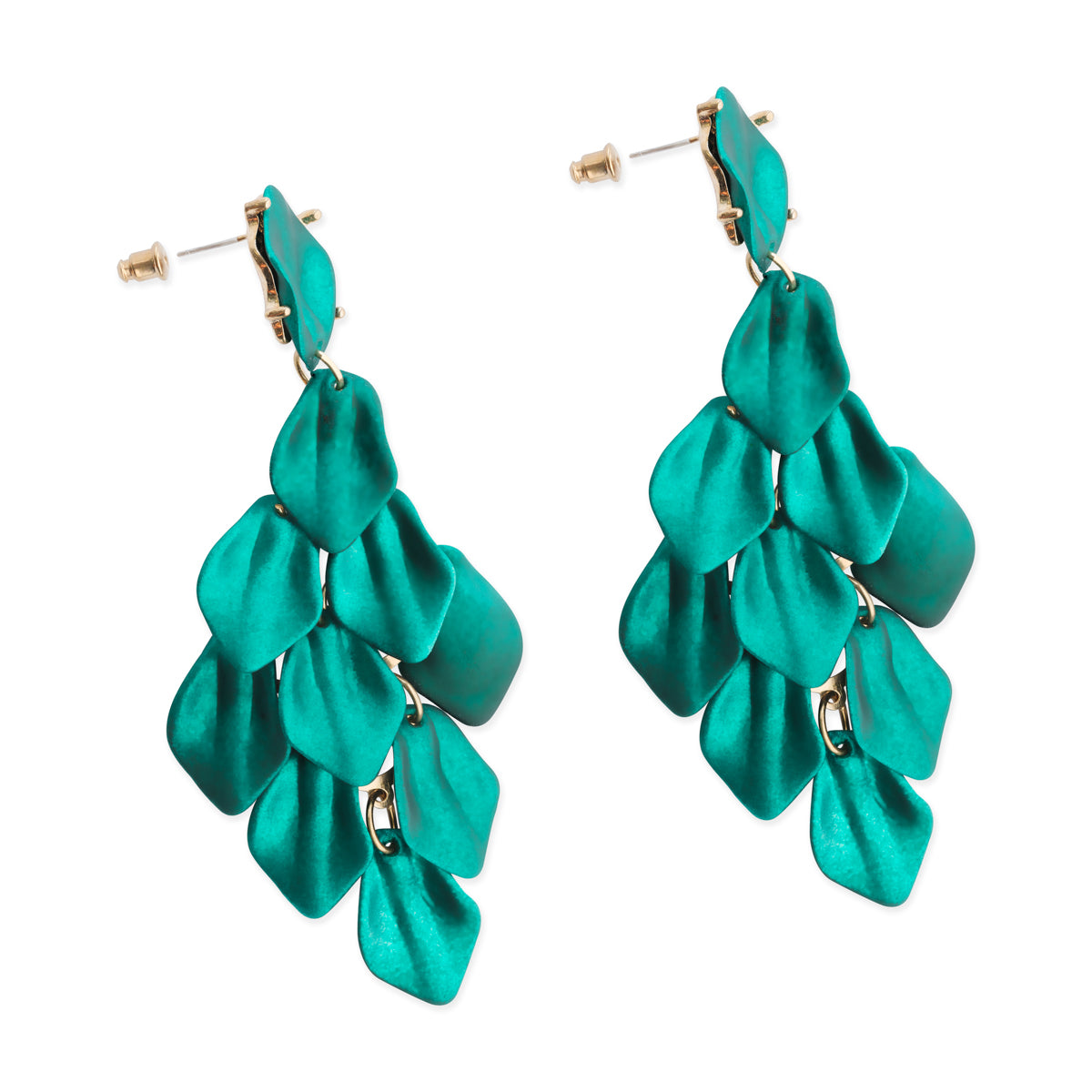 Emerald Leaves Dangle Earrings - Simply Whispers