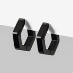 Black Hexagon Titanium Huggie Earrings - Simply Whispers