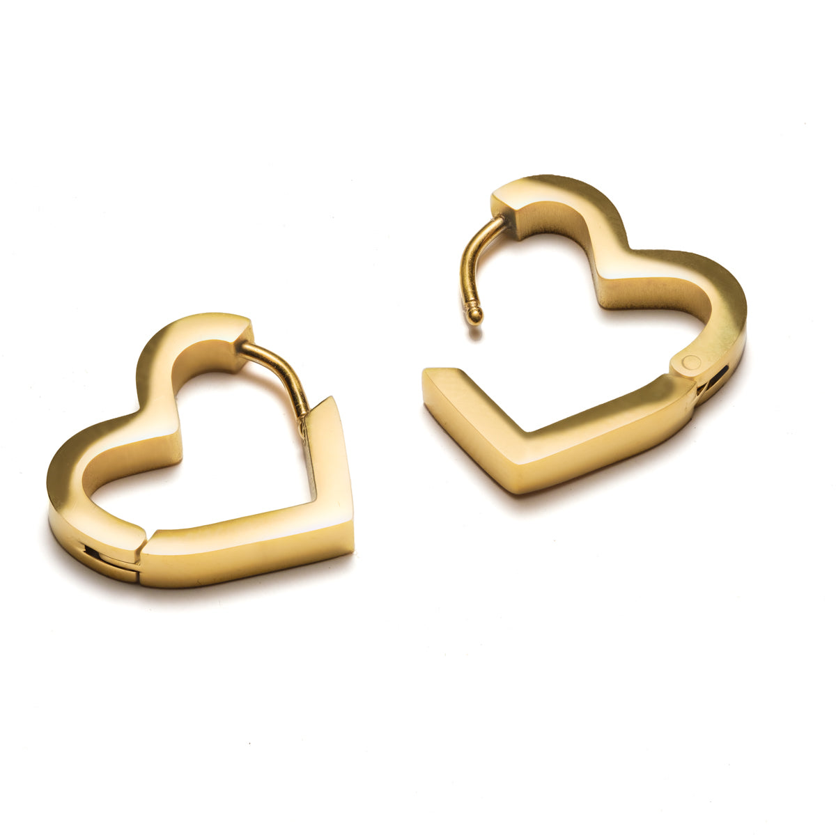 Gold Heart Titanium Huggie Earrings - Simply Whispers