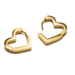 Gold Heart Titanium Huggie Earrings - Simply Whispers