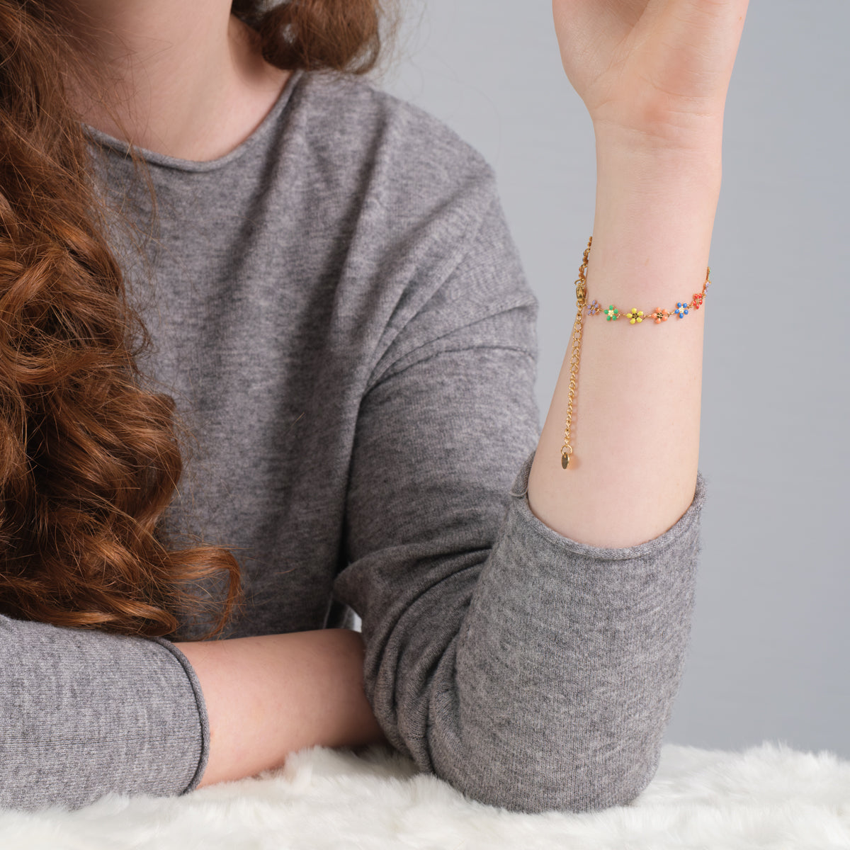 Rainbow Flowers Gold Bracelet - Simply Whispers