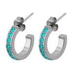 Blue Zirconia Titanium Posted Hoop Earrings - Simply Whispers