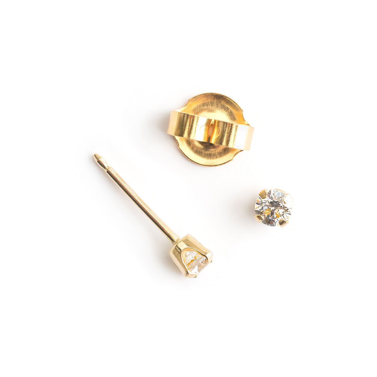 Ear Piercing 3 mm Zirconia 14K Gold Self Piercer - Simply Whispers