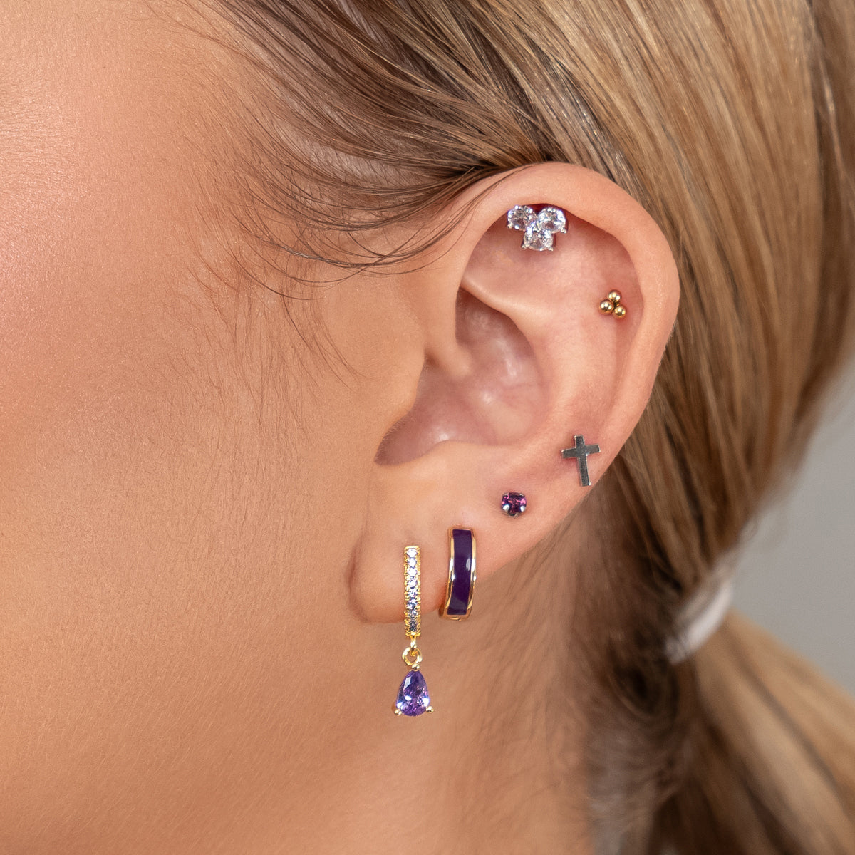 Helix Ear Piercing Stainless Steel Cross - Simply Whispers