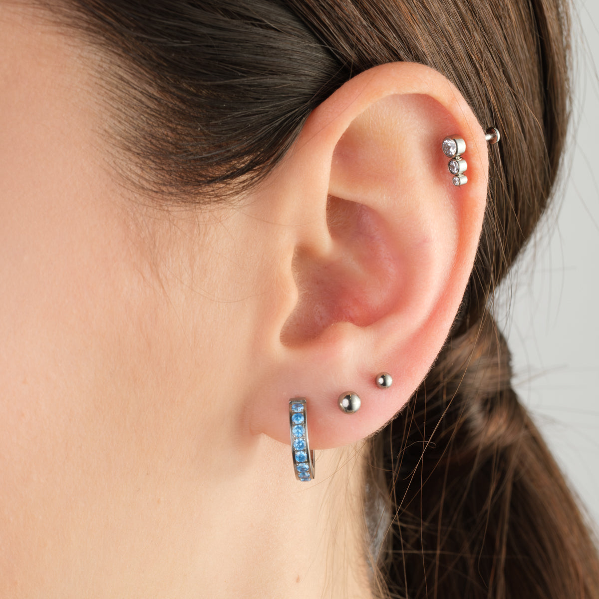 Blue Zirconia Titanium Posted Hoop Earrings - Simply Whispers