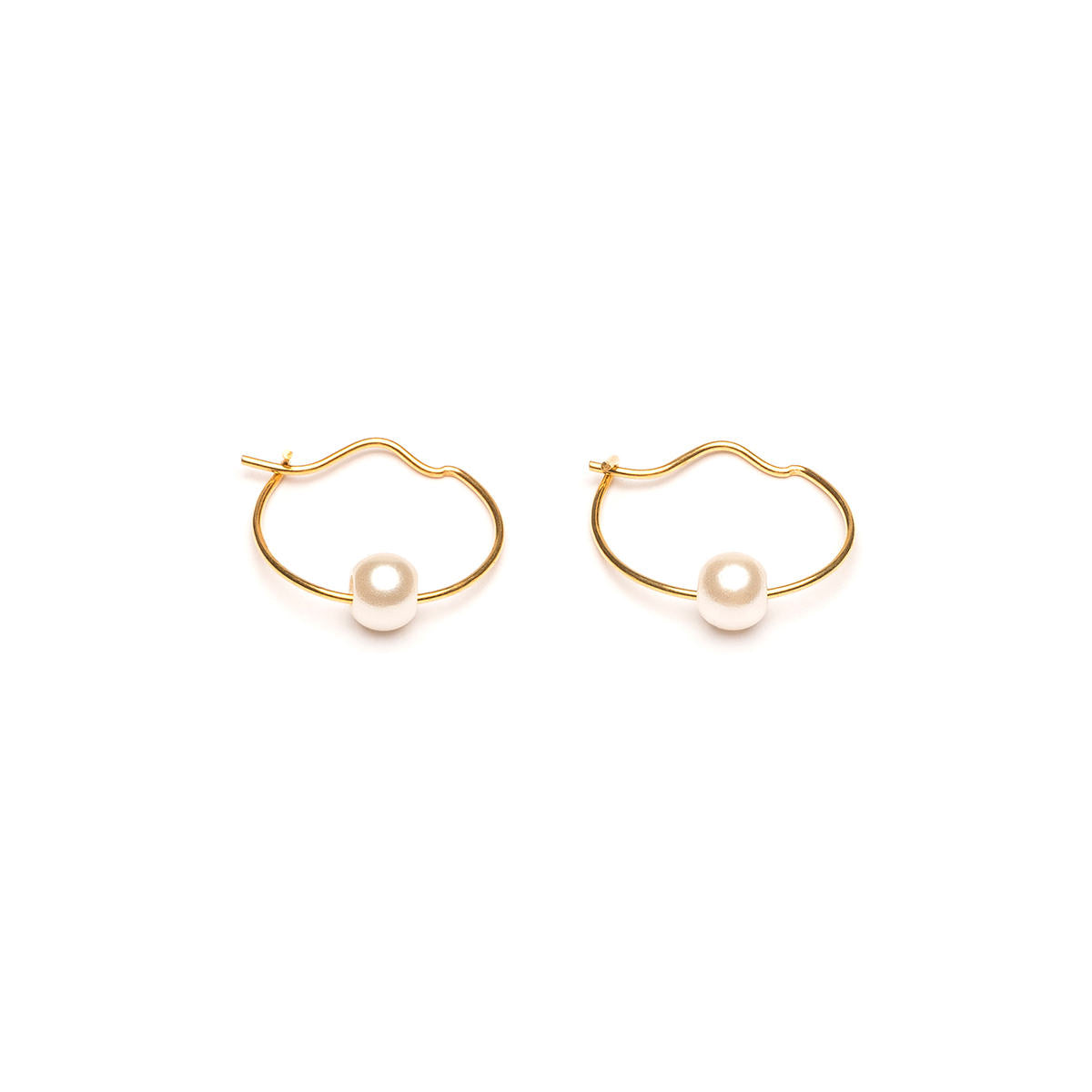 Gold Plated 4 mm Pearl Continuous Hoop Earrings - Simply Whispers