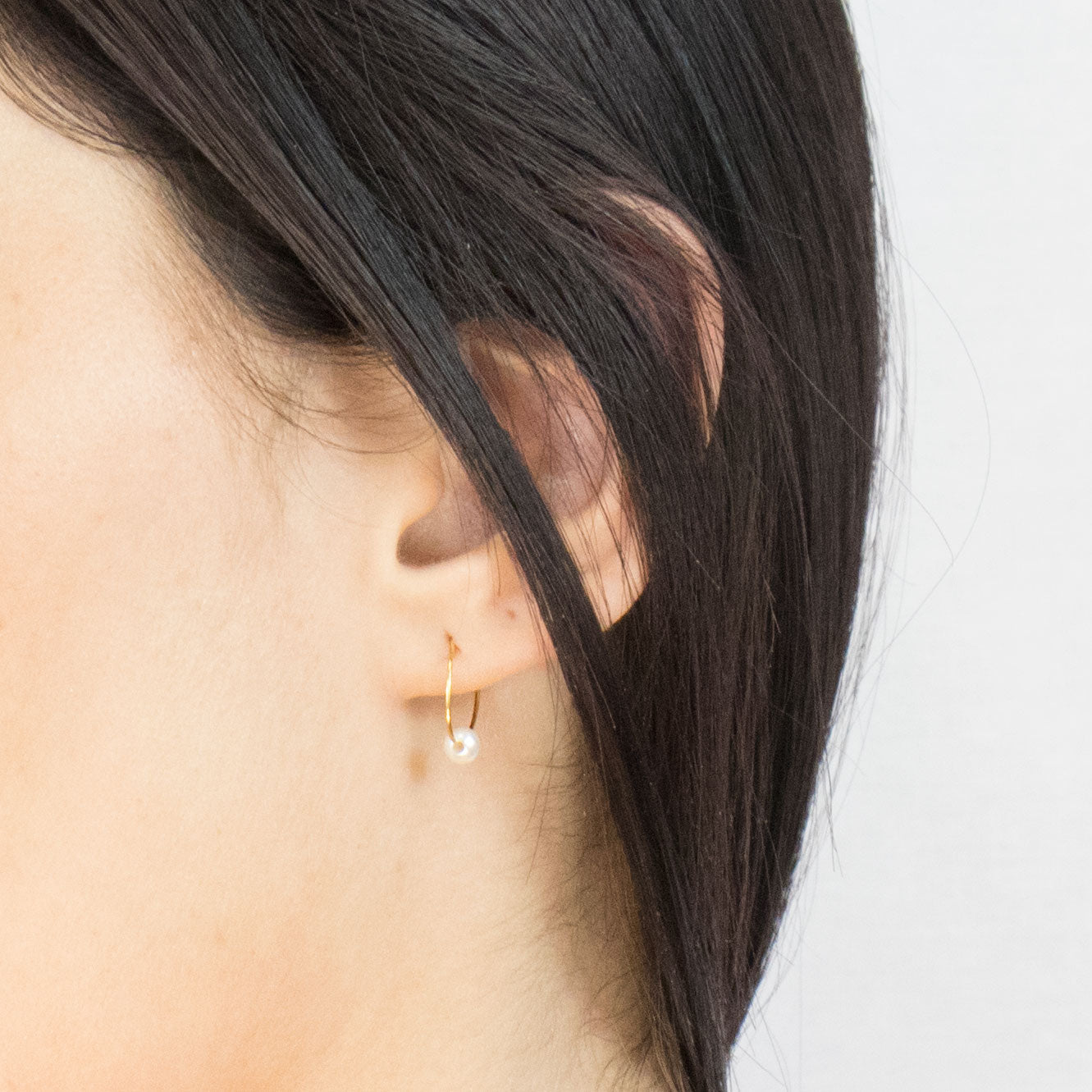 Gold Plated 4 mm Pearl Continuous Hoop Earrings - Simply Whispers