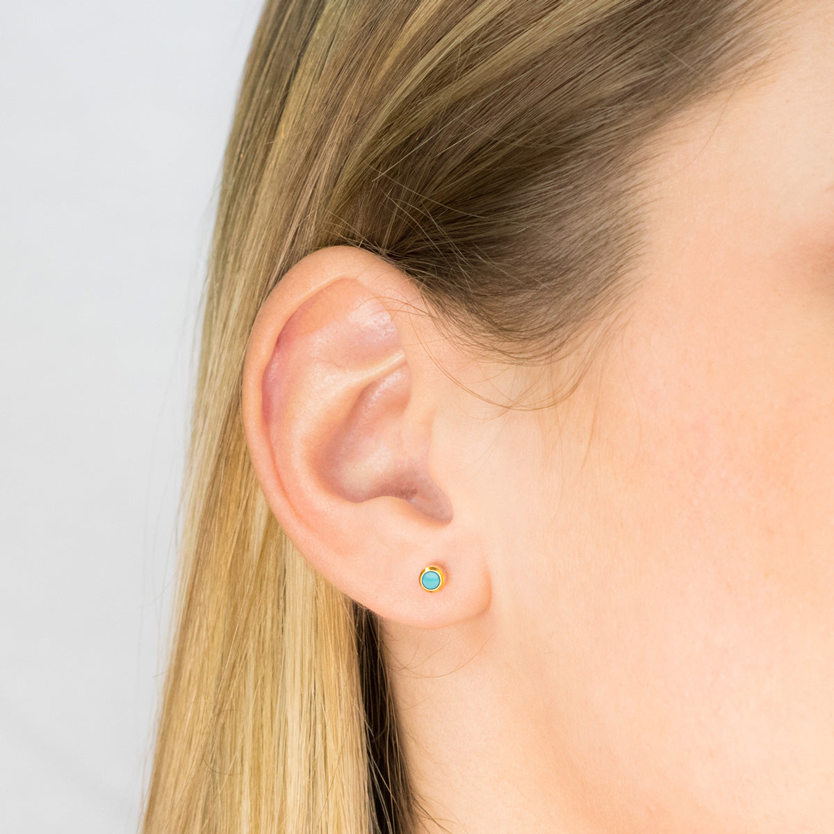 Gold Plated 3 mm Turquoise Stud Earrings - Simply Whispers