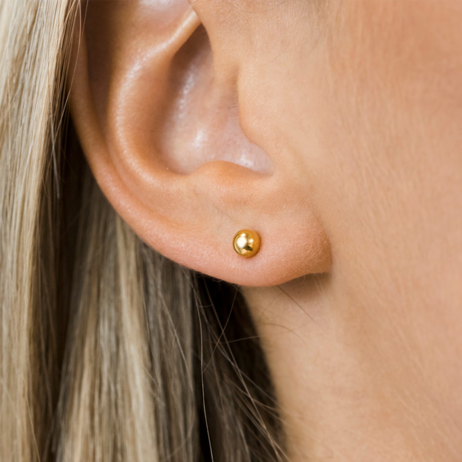 Gold Plated 4 mm Ball Stud Earrings - Simply Whispers