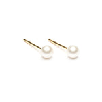Gold Plated 4 mm White Pearl Stud Earrings - Simply Whispers