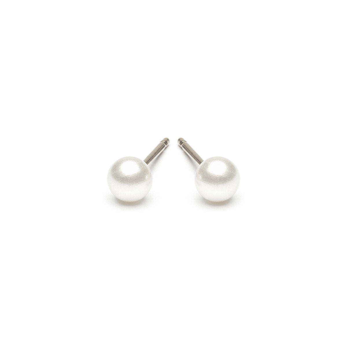 Stainless Steel 4 mm White Pearl Stud Earrings - Simply Whispers