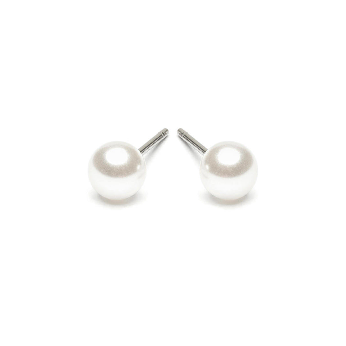 Stainless Steel 5 mm White Pearl Stud Earrings - Simply Whispers