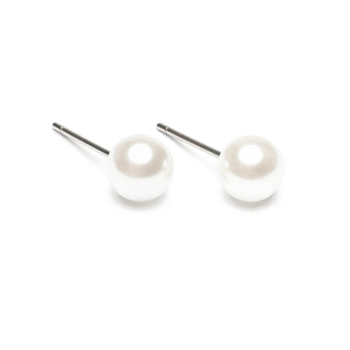 Stainless Steel 6 mm White Pearl Stud Earrings - Simply Whispers