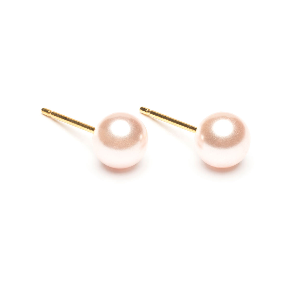 Gold Plated 6 mm Pink Pearl Stud Earrings - Simply Whispers