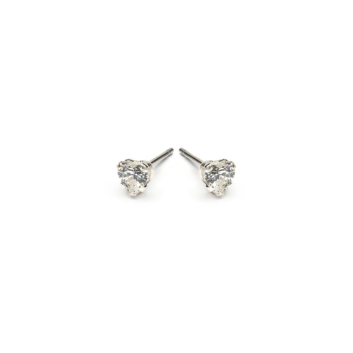 Silver Heart Crystal Stud Earrings - Simply Whispers