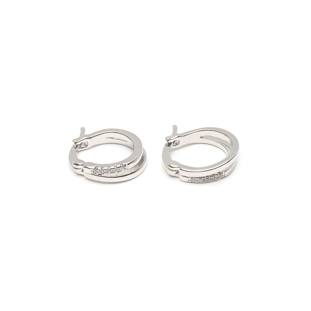 Sterling silver crystal double huggie hoops - Simply Whispers