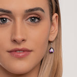 Silver Purple Zirconia French Hook Earrings - Simply Whispers