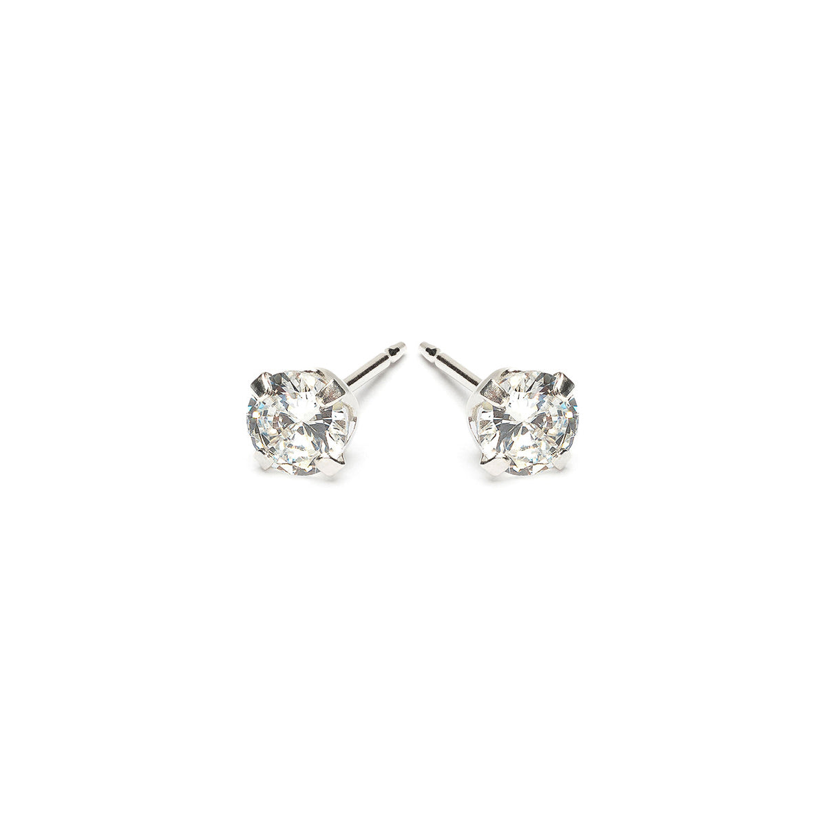 Sterling Silver 4 mm Round Cubic Zirconia Stud Earrings - Simply Whispers
