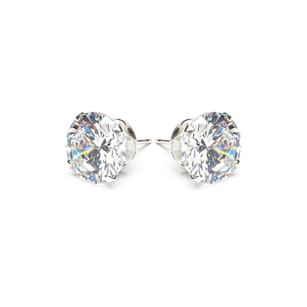 Sterling Silver 10 mm Round Cubic Zirconia Stud Earrings - Simply Whispers