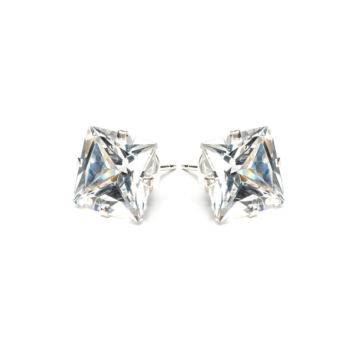 Sterling Silver 10 mm Square Cubic Zirconia Stud Earrings - Simply Whispers