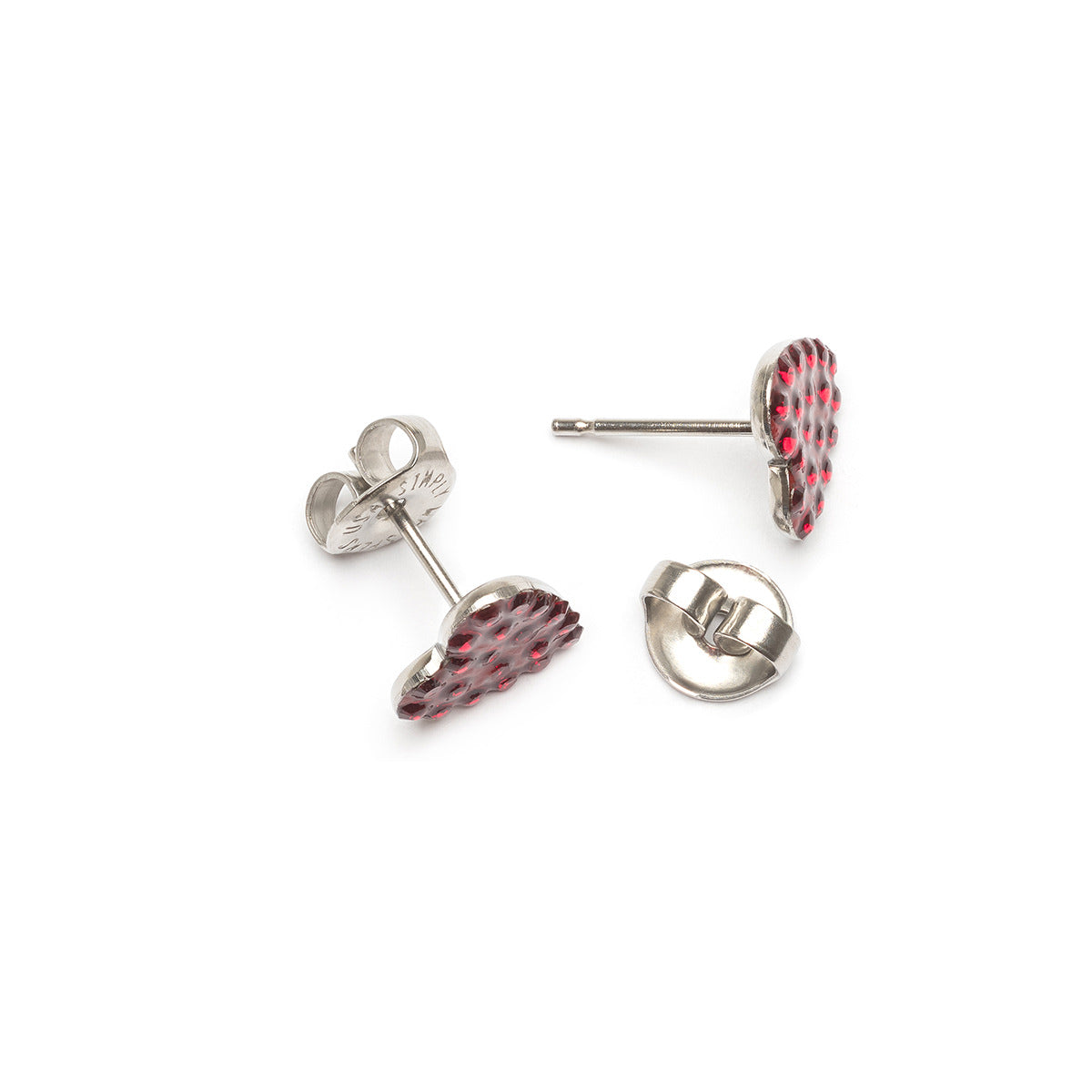 Cherry Pave Heart Stud Earrings - Simply Whispers