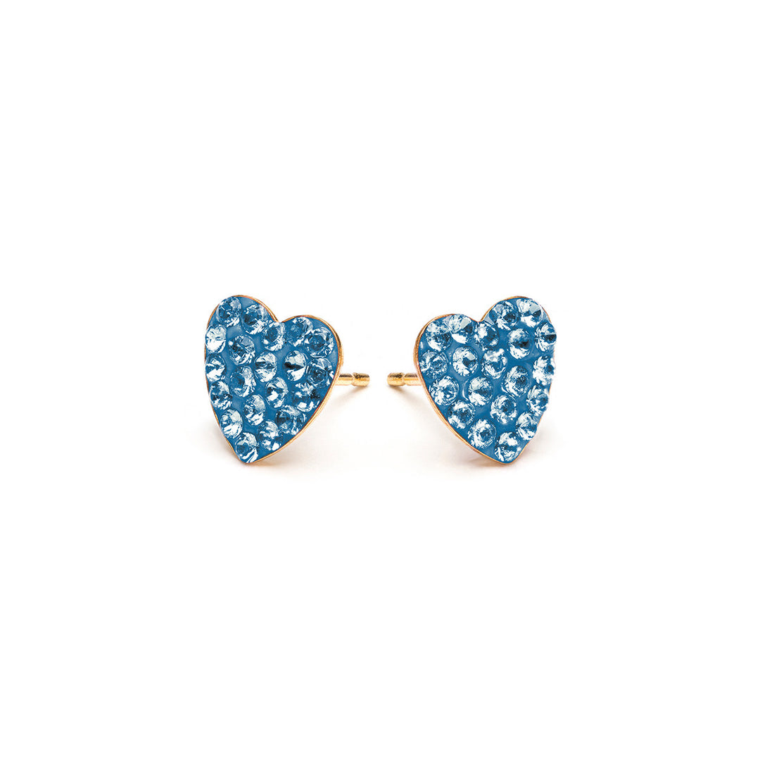 Light Blue Pave Heart Stud Earrings Gold Plated – Simply Whispers