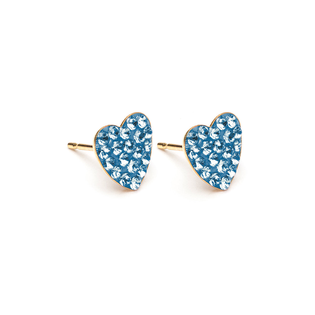 Light Blue Pave Heart Stud Earrings Gold Plated – Simply Whispers