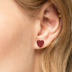 Cherry Pave Heart Stud Earrings - Simply Whispers