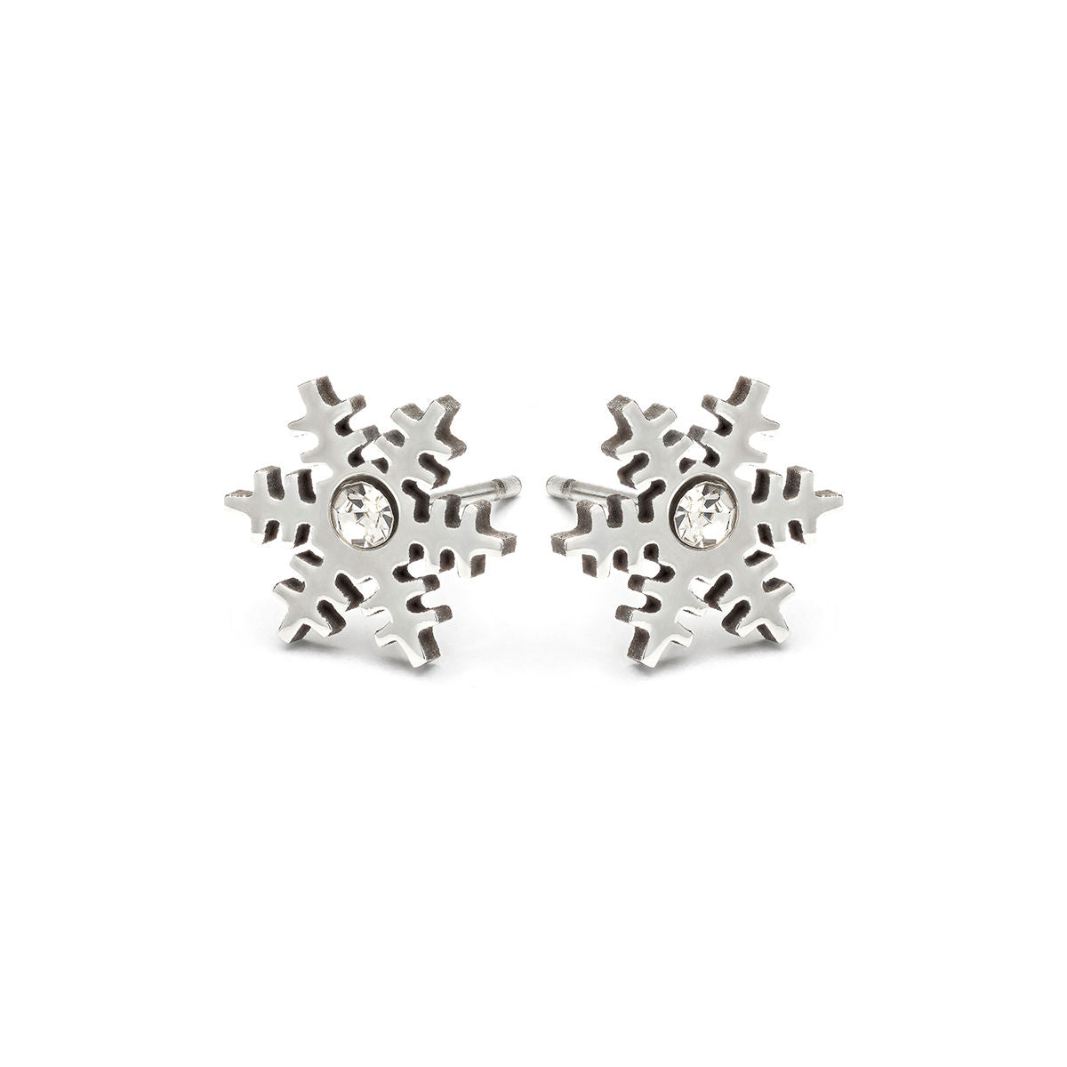 Stainless Steel Crystal Snowflake Stud Earrings - Simply Whispers
