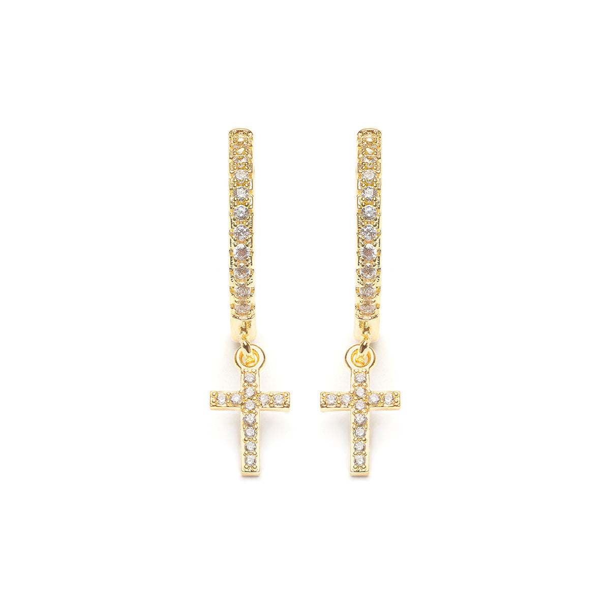 Cubic zirconia cross hoop earrings - Simply Whispers