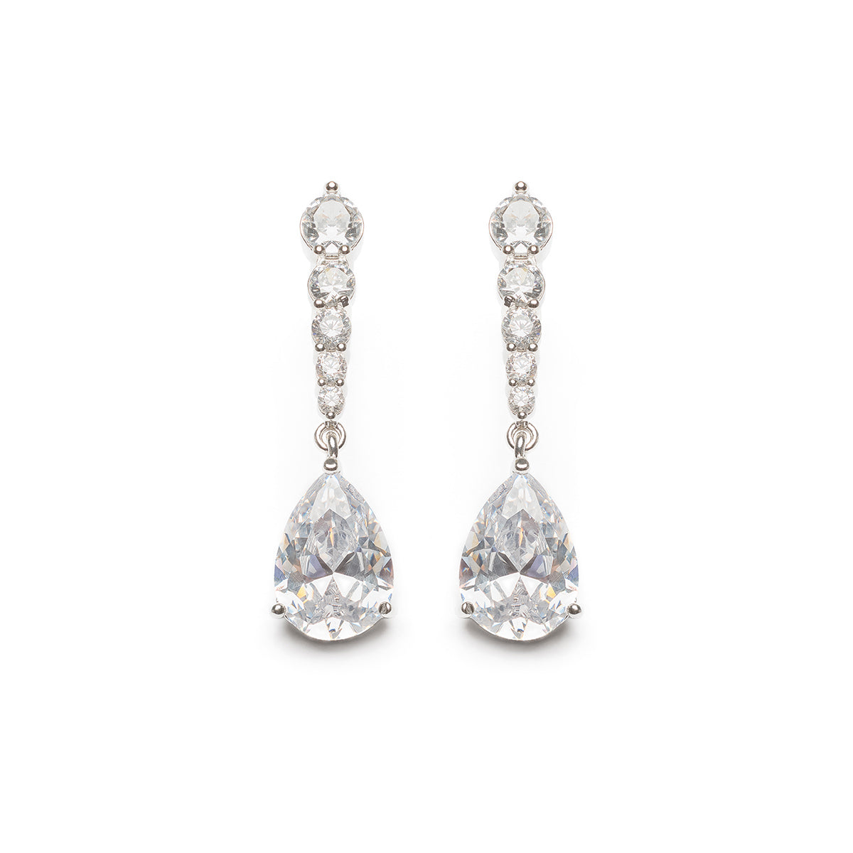 Silver white crystal drop earrings - Simply Whispers