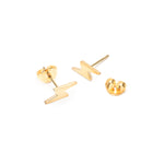 Gold Lightning Stud Earrings - Simply Whispers