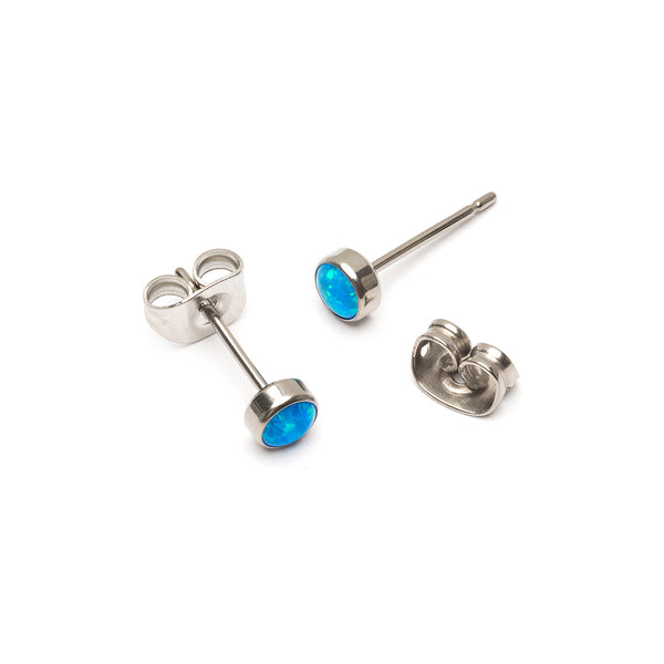 Blue Opal Titanium Stud Earrings | Simply Whispers