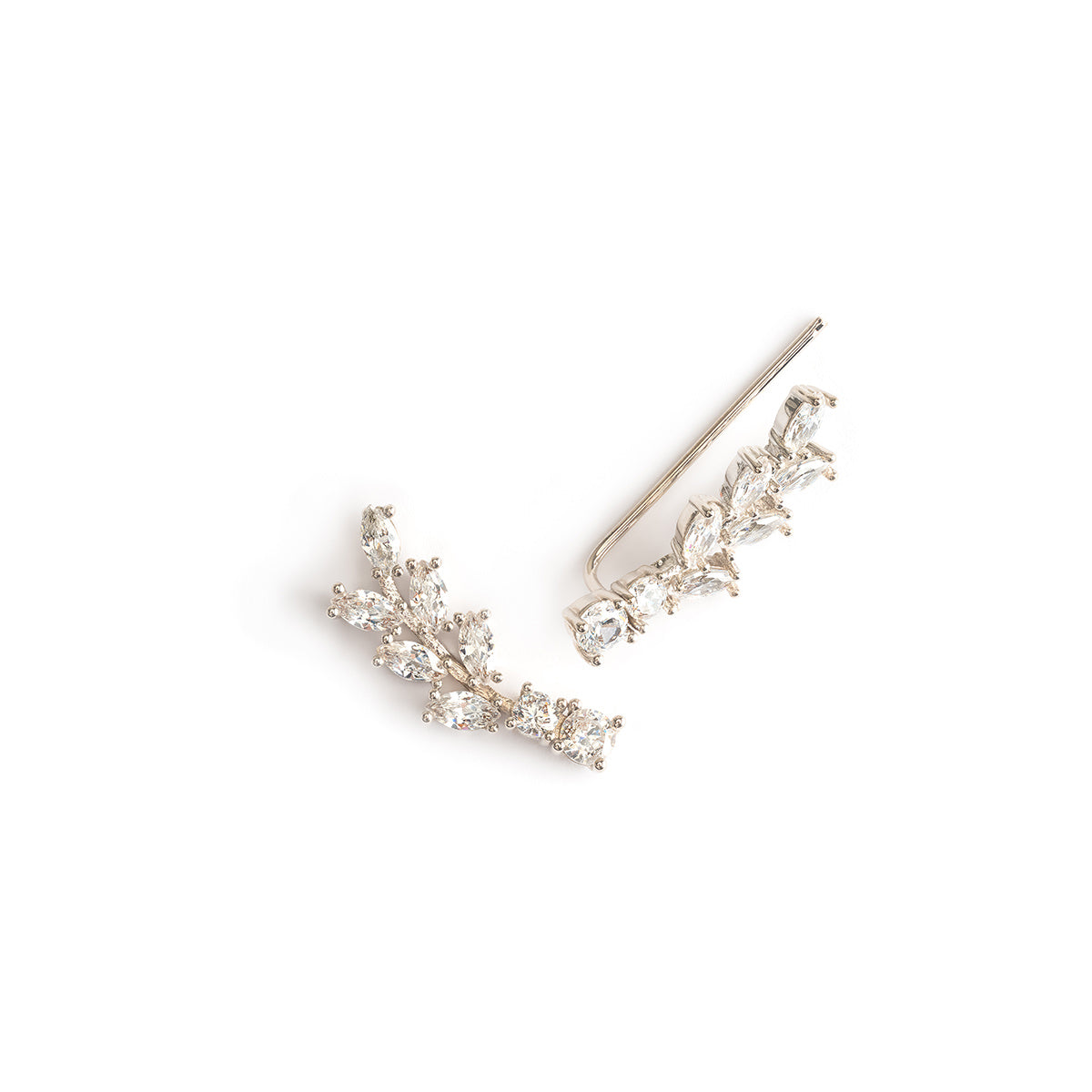 Silver zirconia leaf ear climber - Simply Whispers