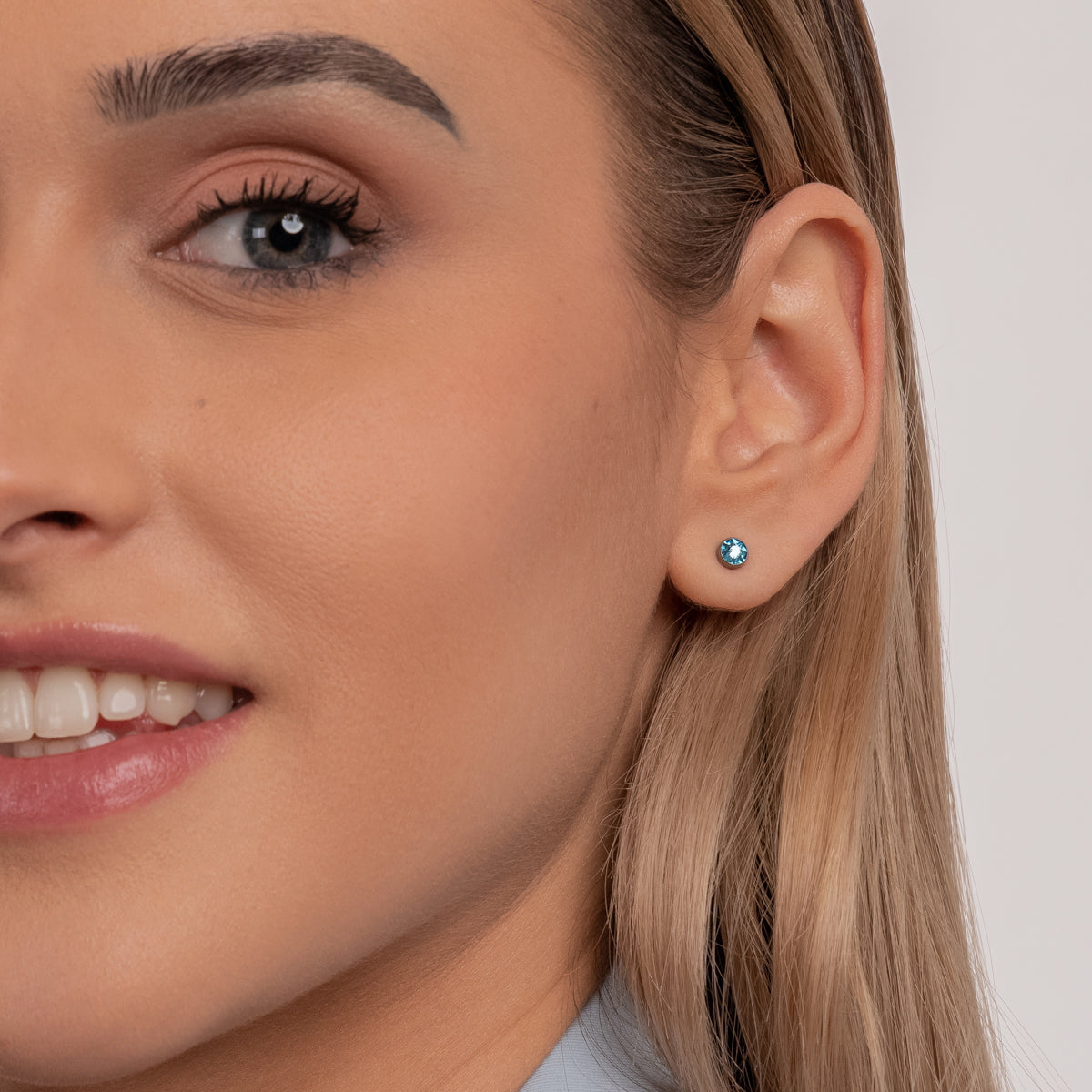 Pale blue titanium stud earrings - Simply Whispers