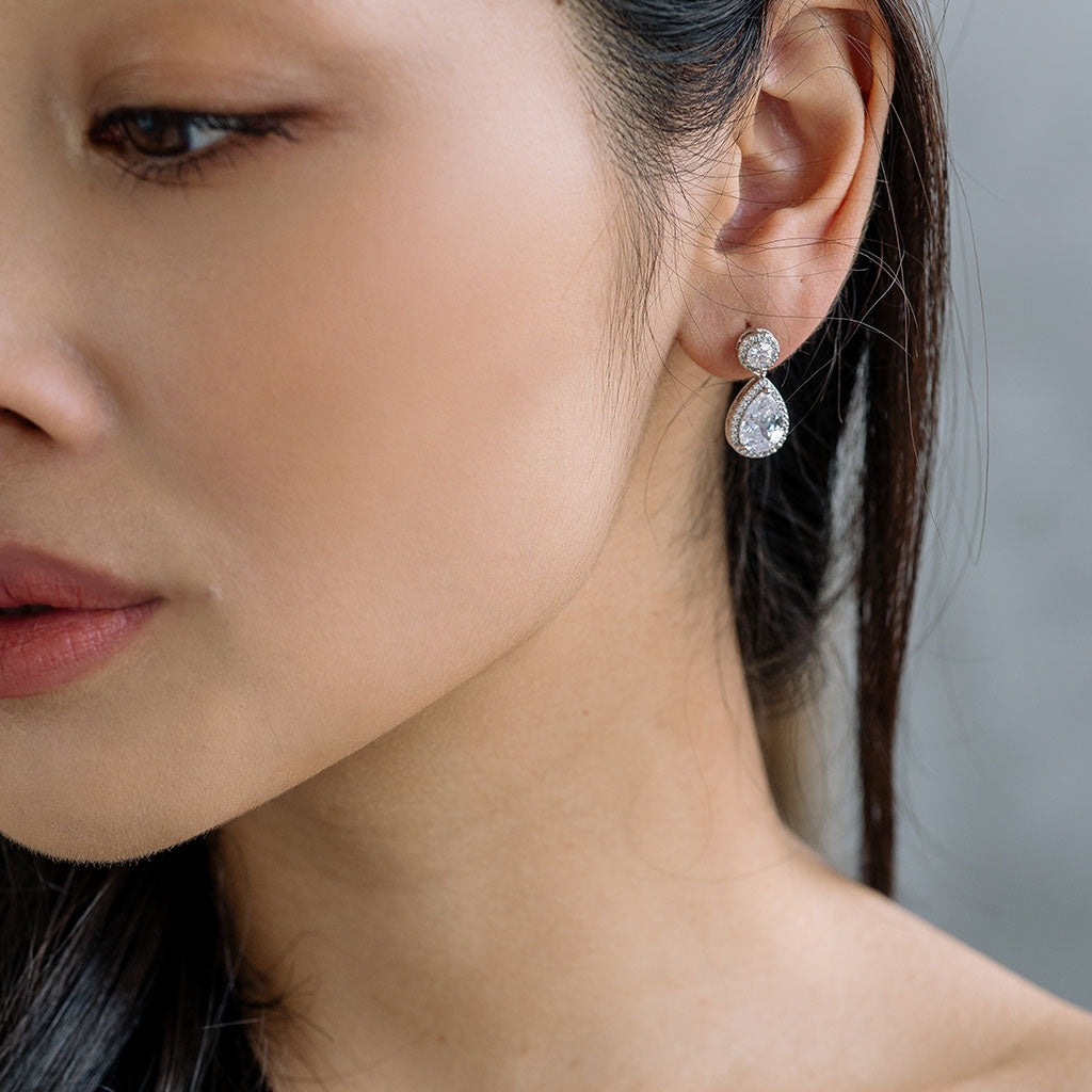 White Zirconia Drop Earrings - Simply Whispers