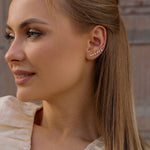 Pearls and zirconia gold ear climber - Simply Whispers