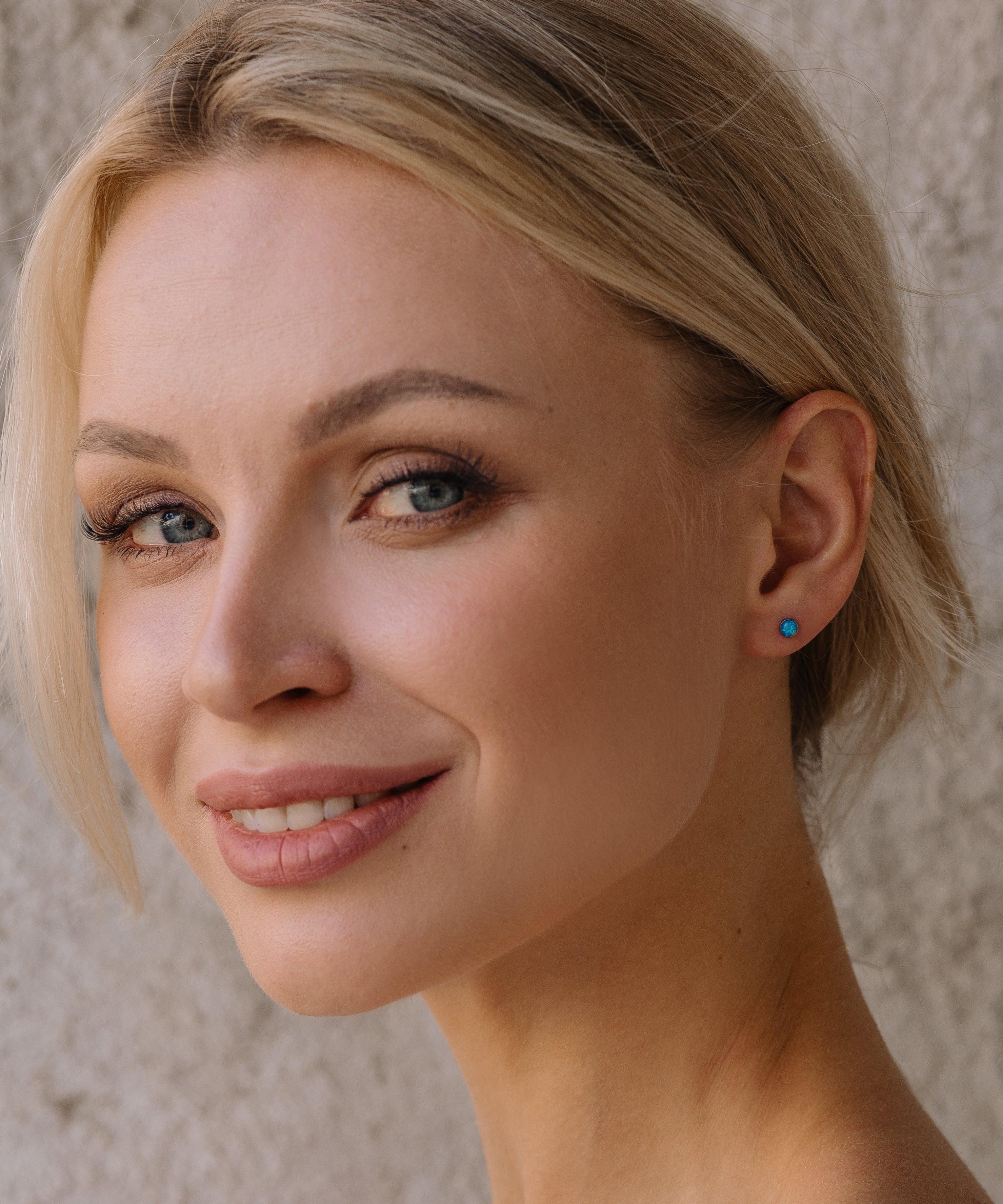 Blue opal titanium stud earrings - Simply Whispers